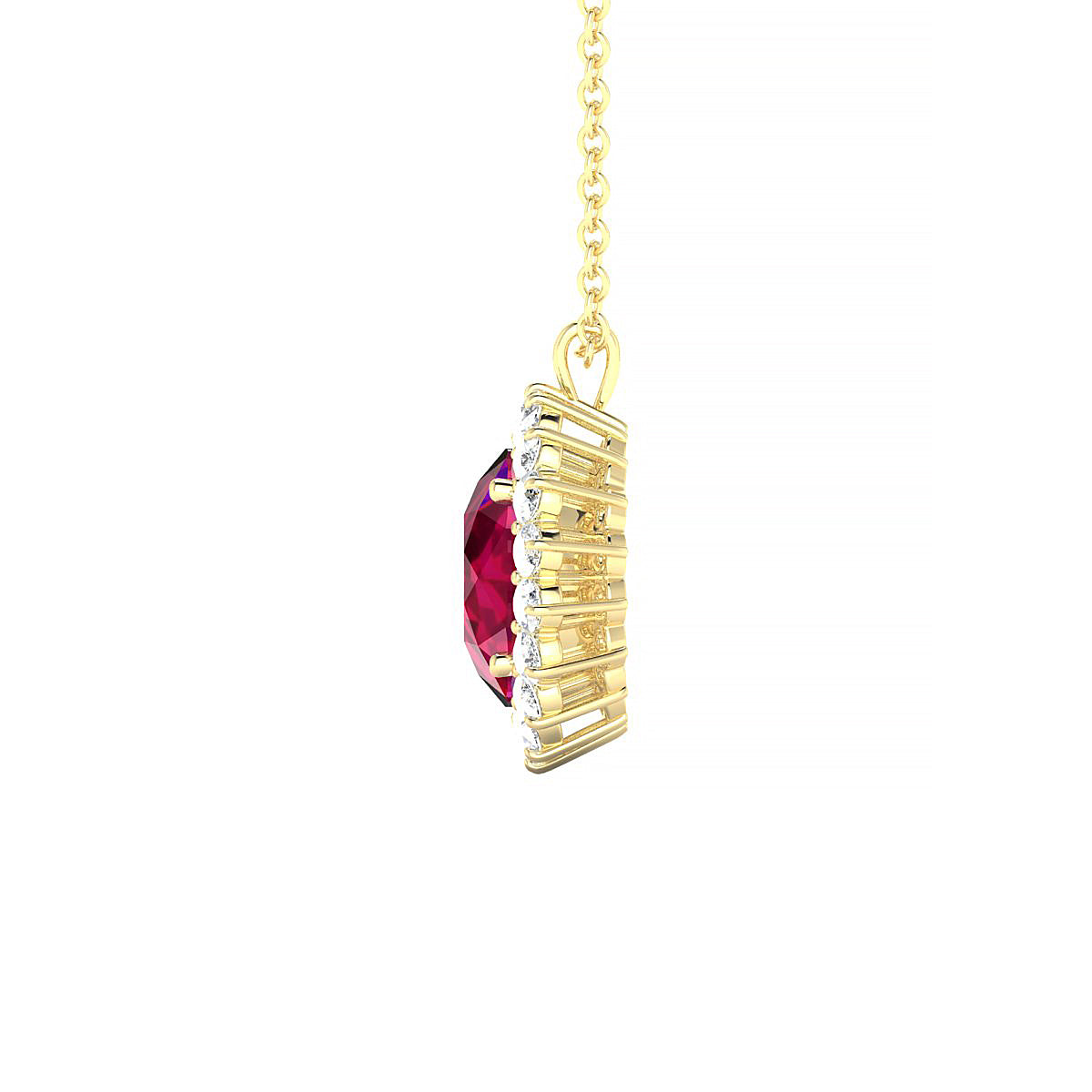 Blossom | 18k Yellow Gold 8 mm Round Ruby Pendant