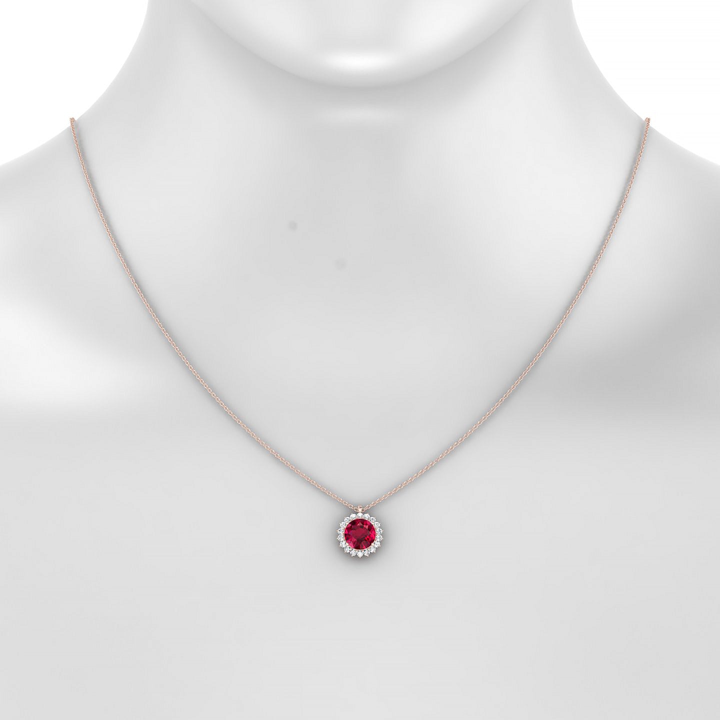 Blossom | 18k Rose Gold 8 mm Round Ruby Pendant