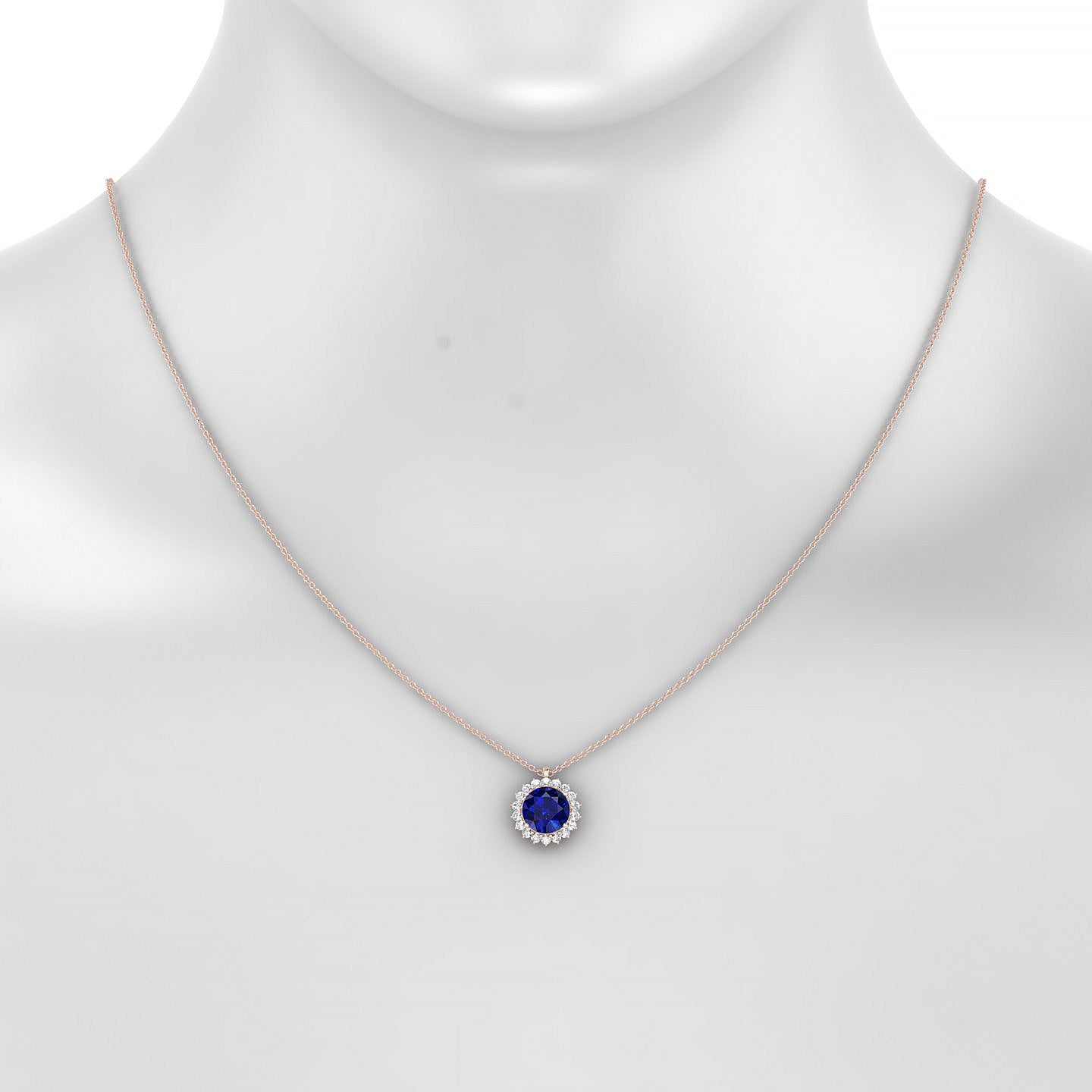 Blossom | 18k Rose Gold 8 mm Round Sapphire Pendant
