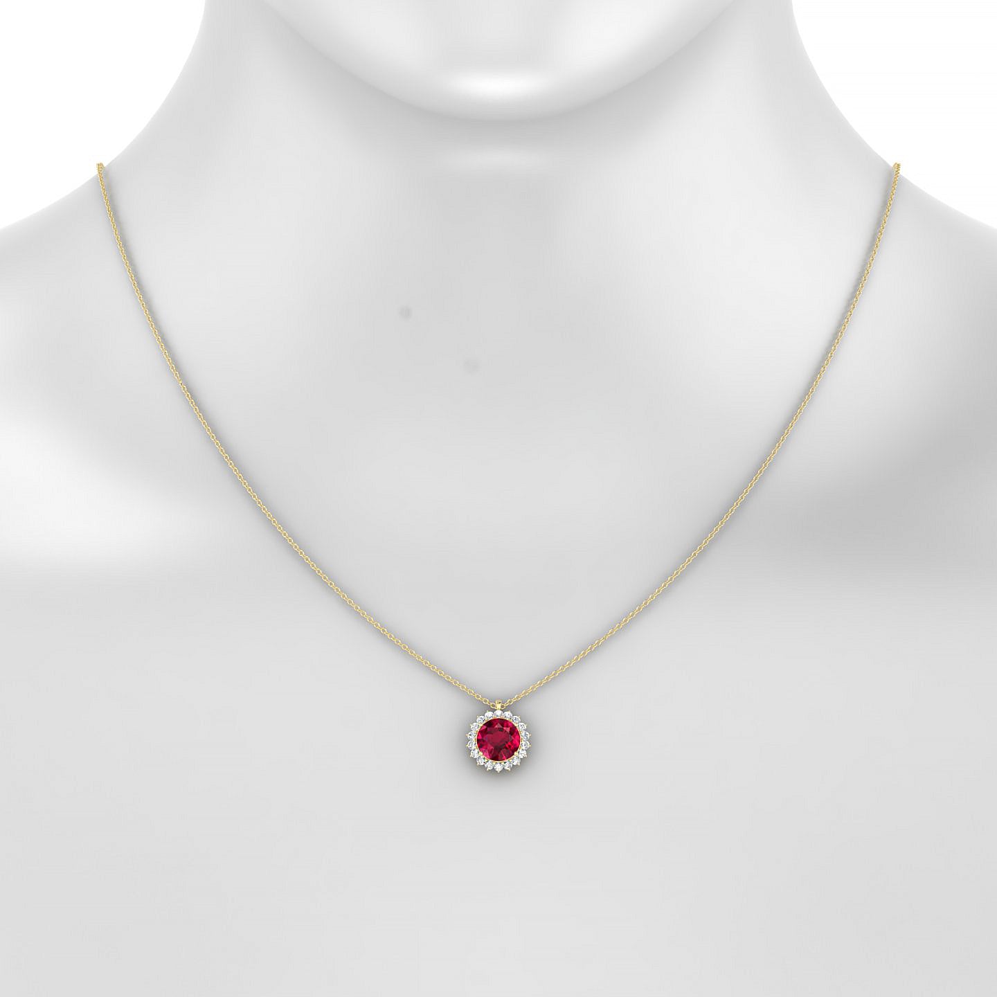 Blossom | 18k Yellow Gold 8 mm Round Ruby Pendant