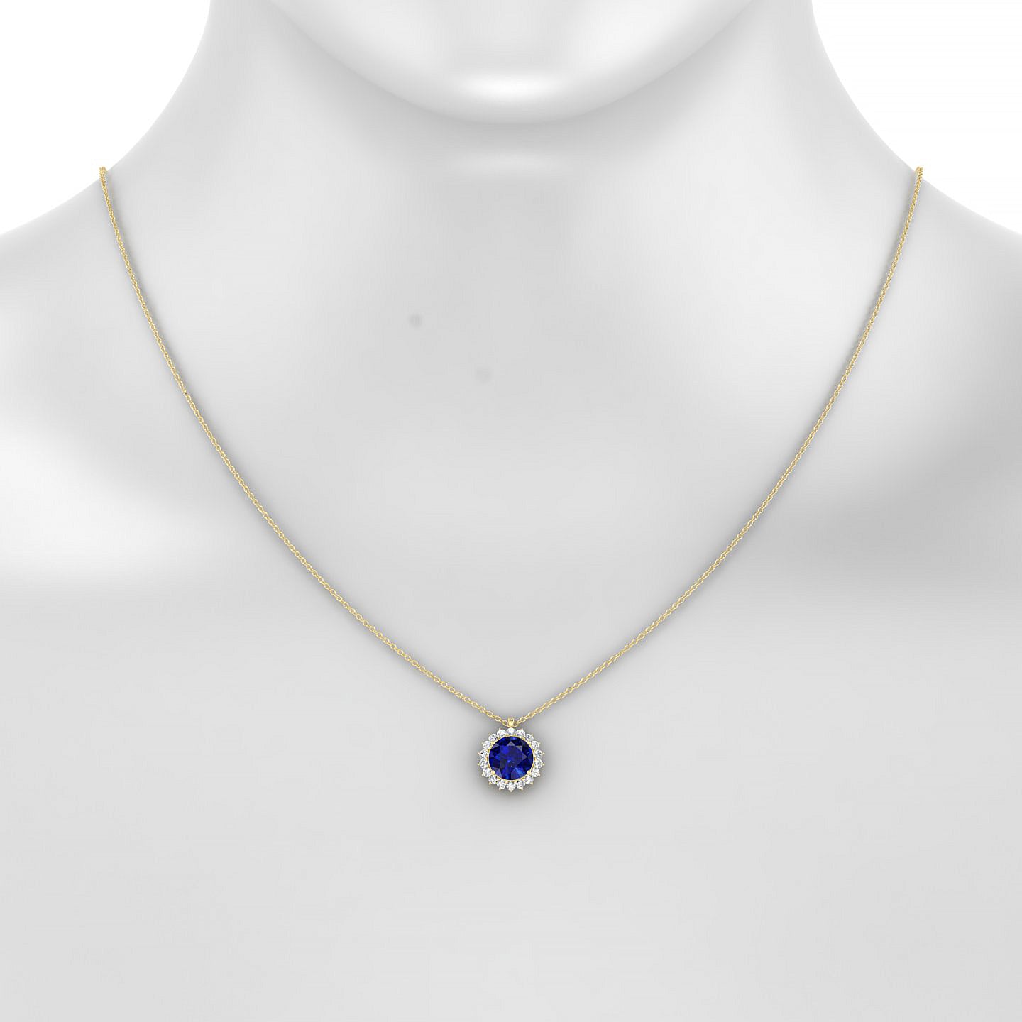 Blossom | 18k Yellow Gold 8 mm Round Sapphire Pendant