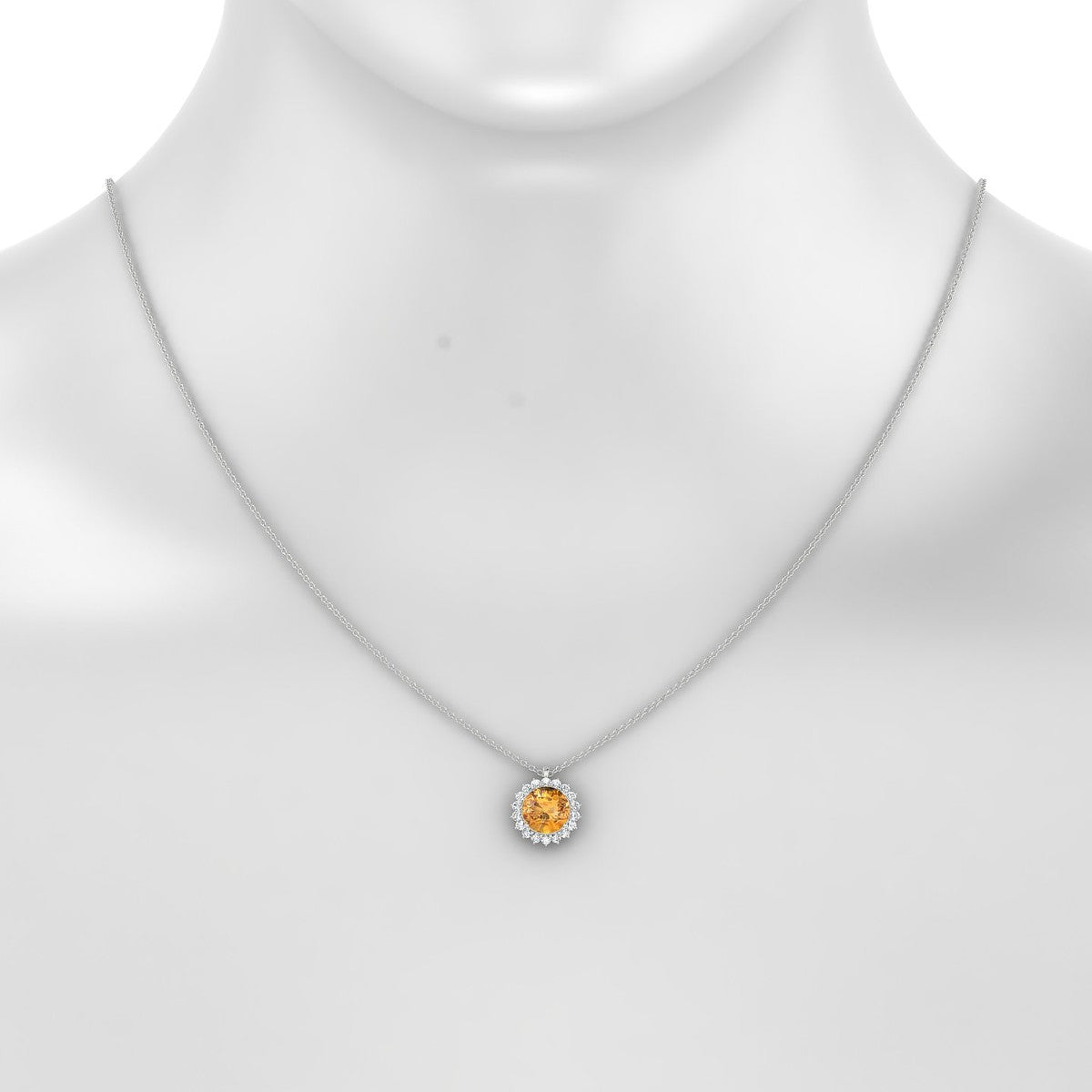 Blossom | 18k White Gold 8 mm Round Citrine Pendant