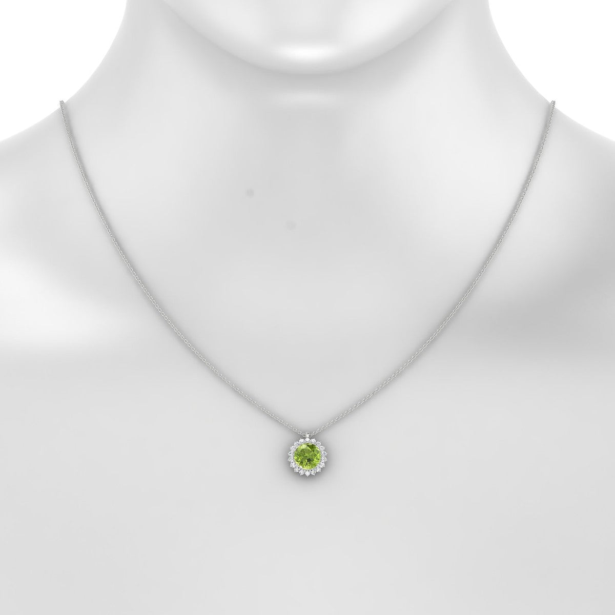 Blossom | 18k White Gold 8 mm Round Peridot Pendant