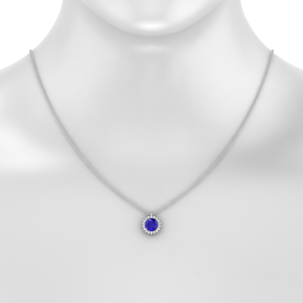Blossom | 18k White Gold 8 mm Round Tanzanite Pendant