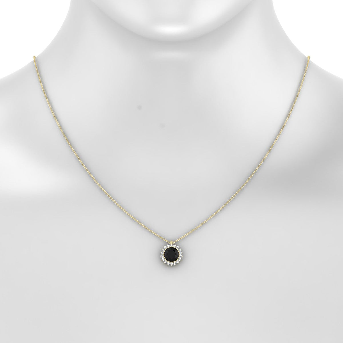 Blossom | 18k Yellow Gold 8 mm Round Black Diamond Pendant