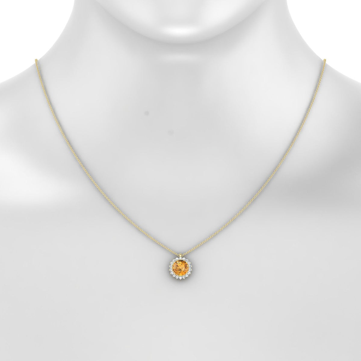 Blossom | 18k Yellow Gold 8 mm Round Citrine Pendant
