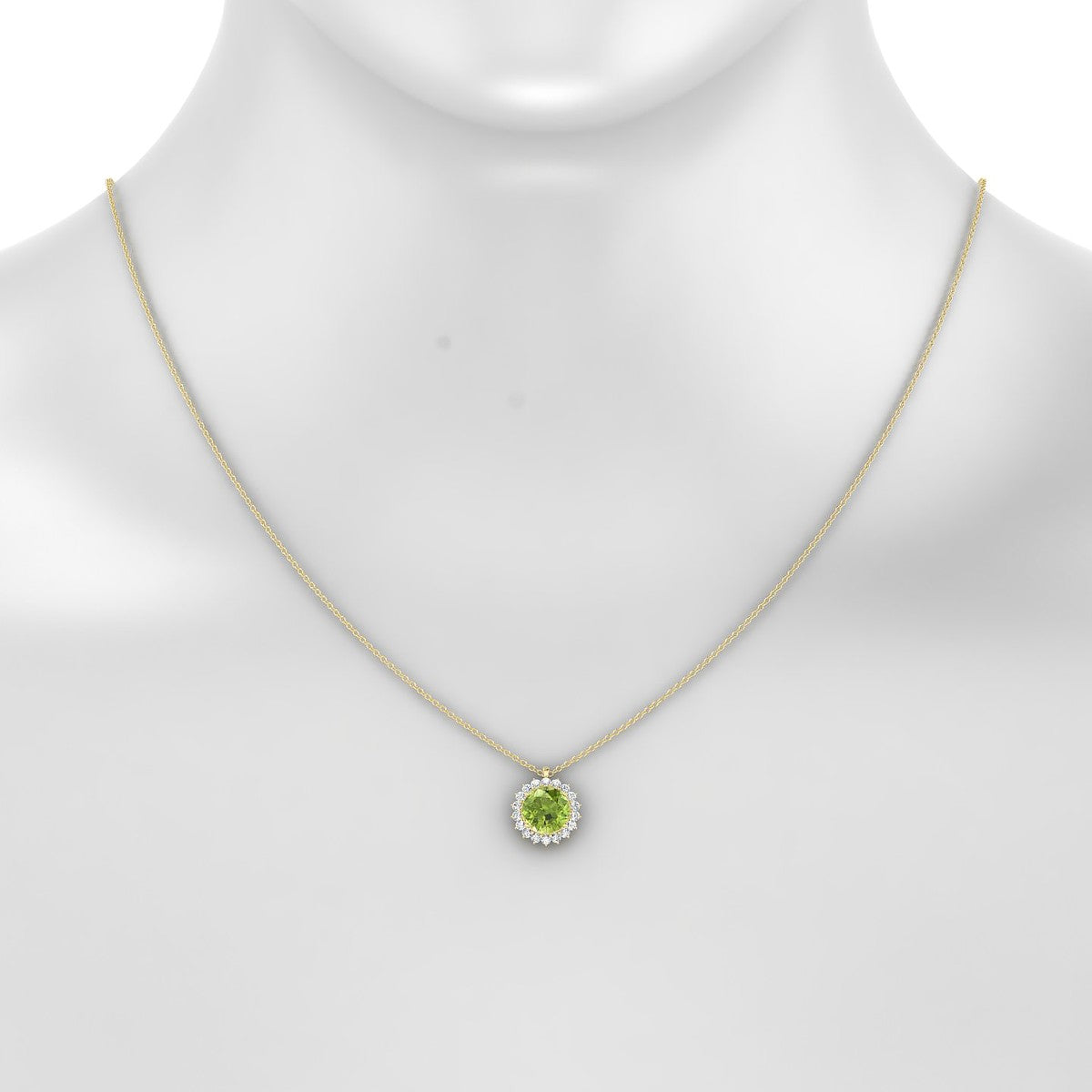 Blossom | 18k Yellow Gold 8 mm Round Peridot Pendant