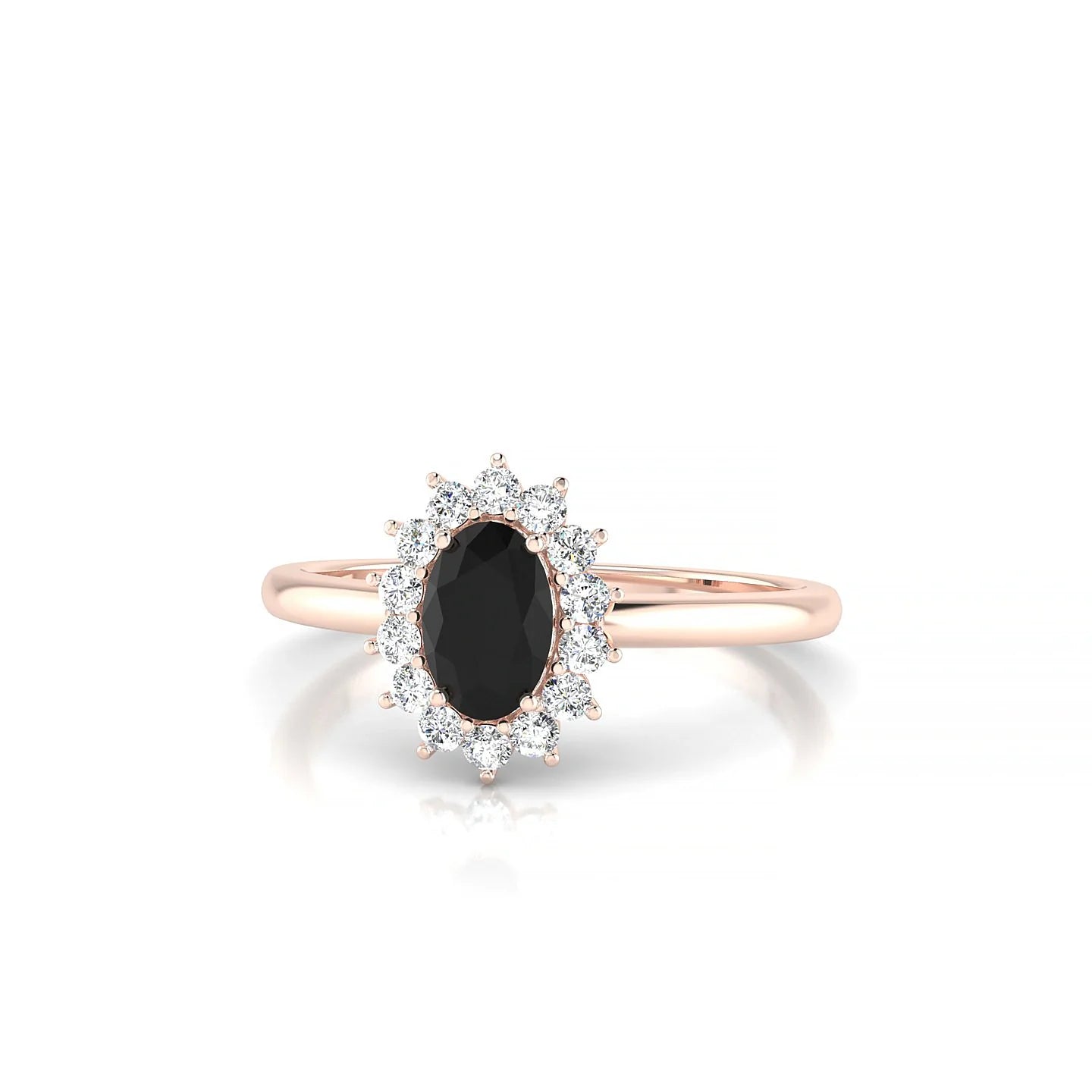 Blossom | 18k Rose Gold 6 x 4 mm Oval Black Diamond Ring