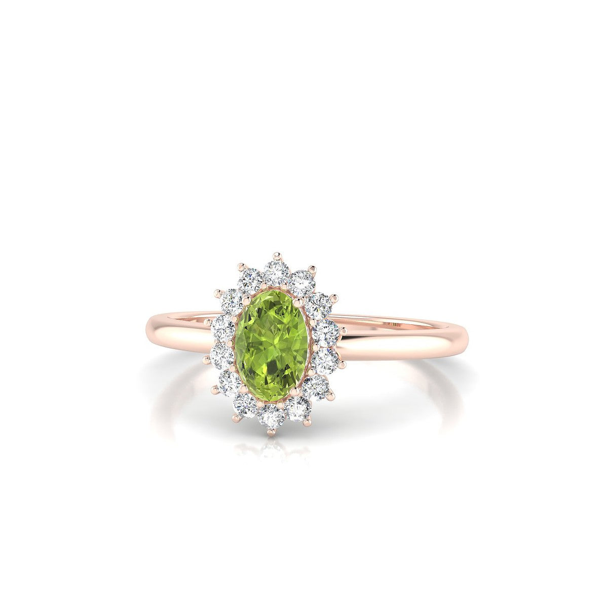 Blossom | 18k Rose Gold 6 x 4 mm Oval Peridot Ring