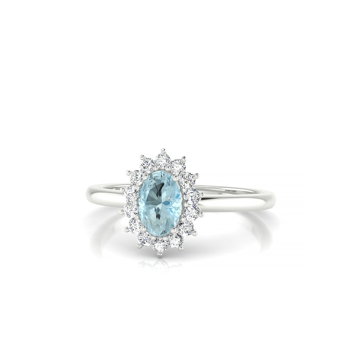 Blossom | 18k White Gold 6 x 4 mm Oval Aquamarine Ring