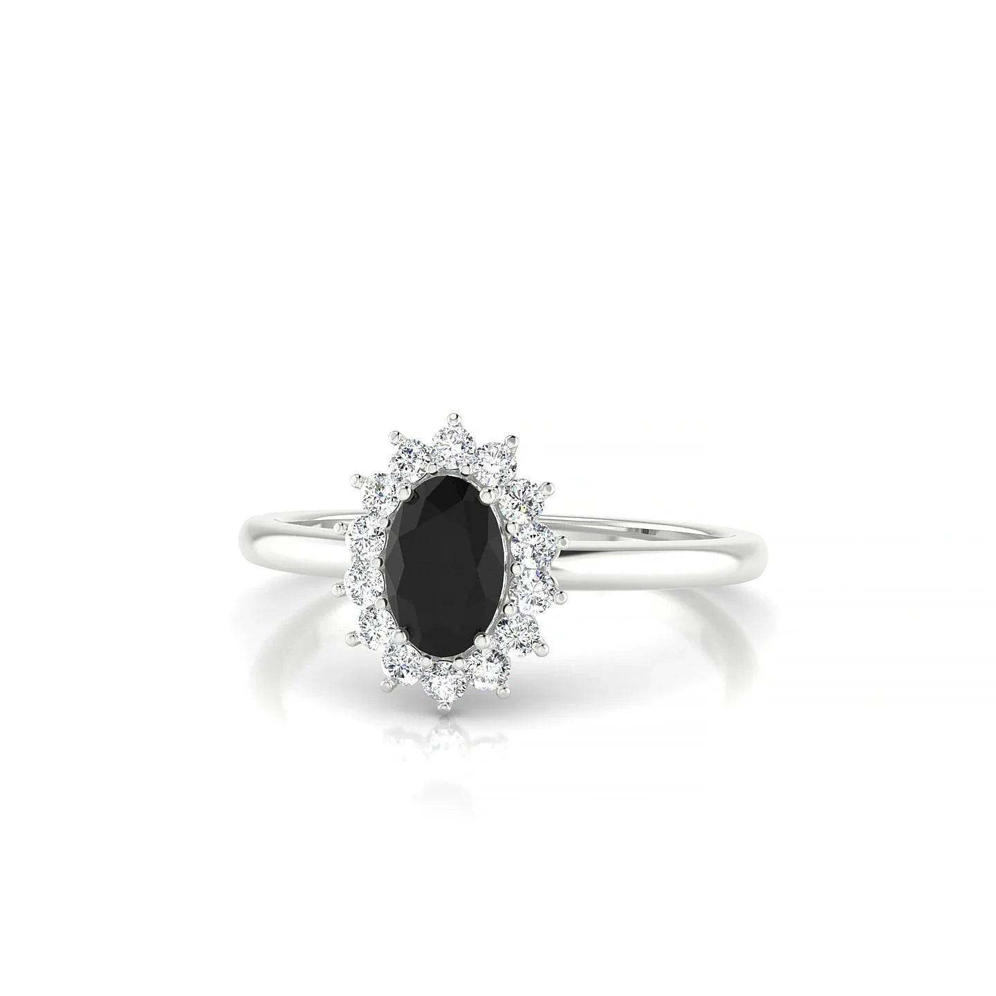 Blossom | 18k White Gold 6 x 4 mm Oval Black Diamond Ring