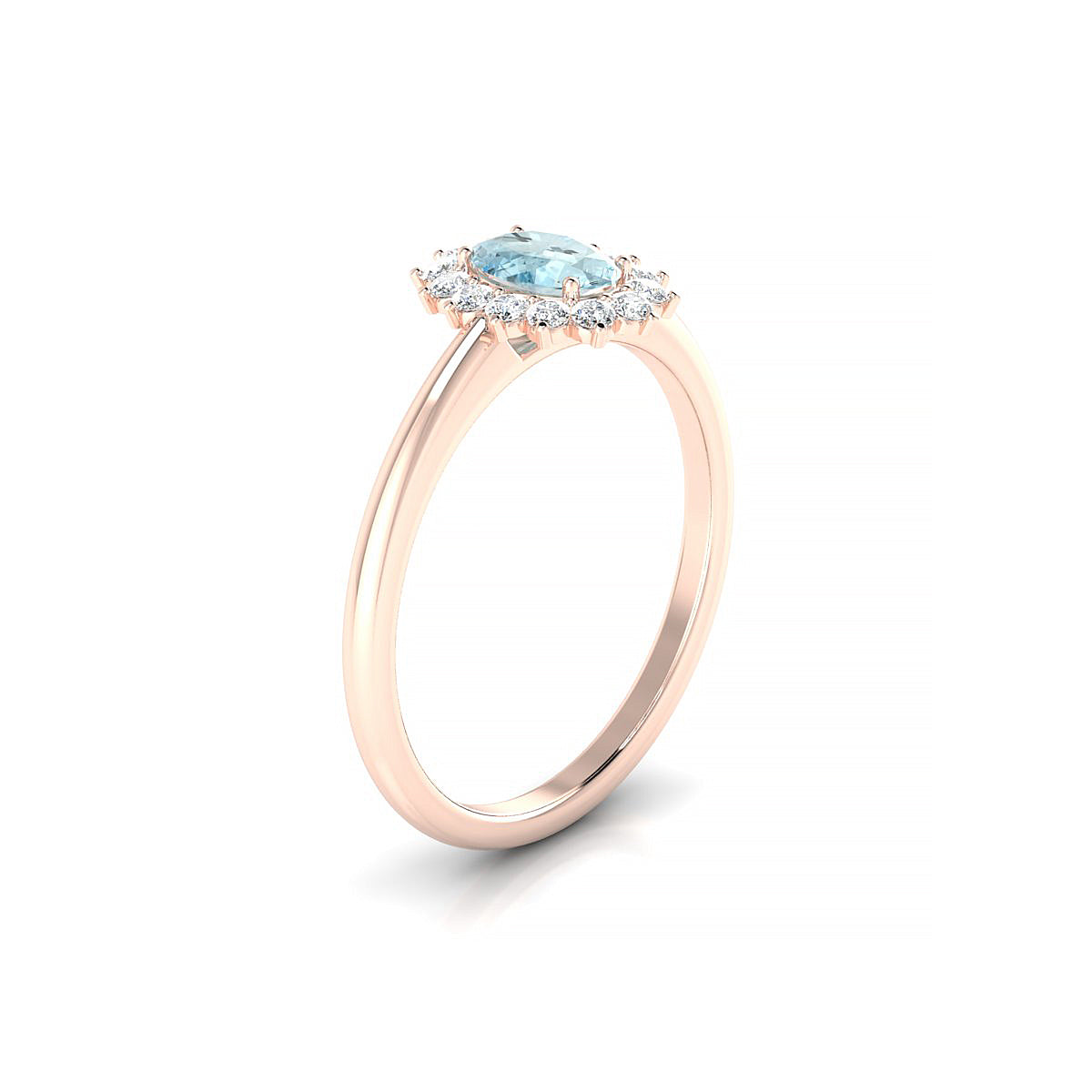 Blossom | 18k Rose Gold 6 x 4 mm Oval Aquamarine Ring