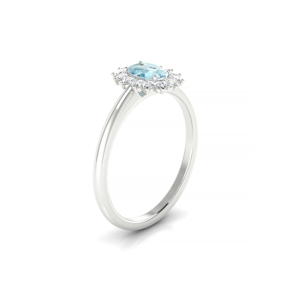 Blossom | 18k White Gold 6 x 4 mm Oval Aquamarine Ring