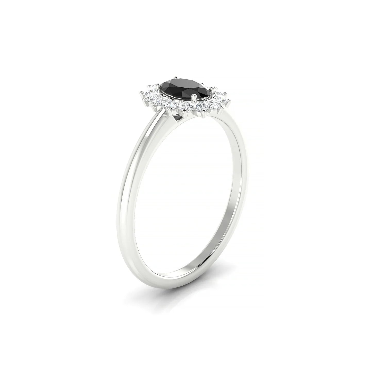 Blossom | 18k White Gold 6 x 4 mm Oval Black Diamond Ring