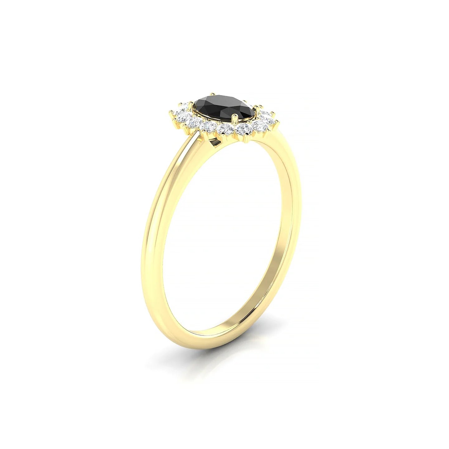 Blossom | 18k Yellow Gold 6 x 4 mm Oval Black Diamond Ring