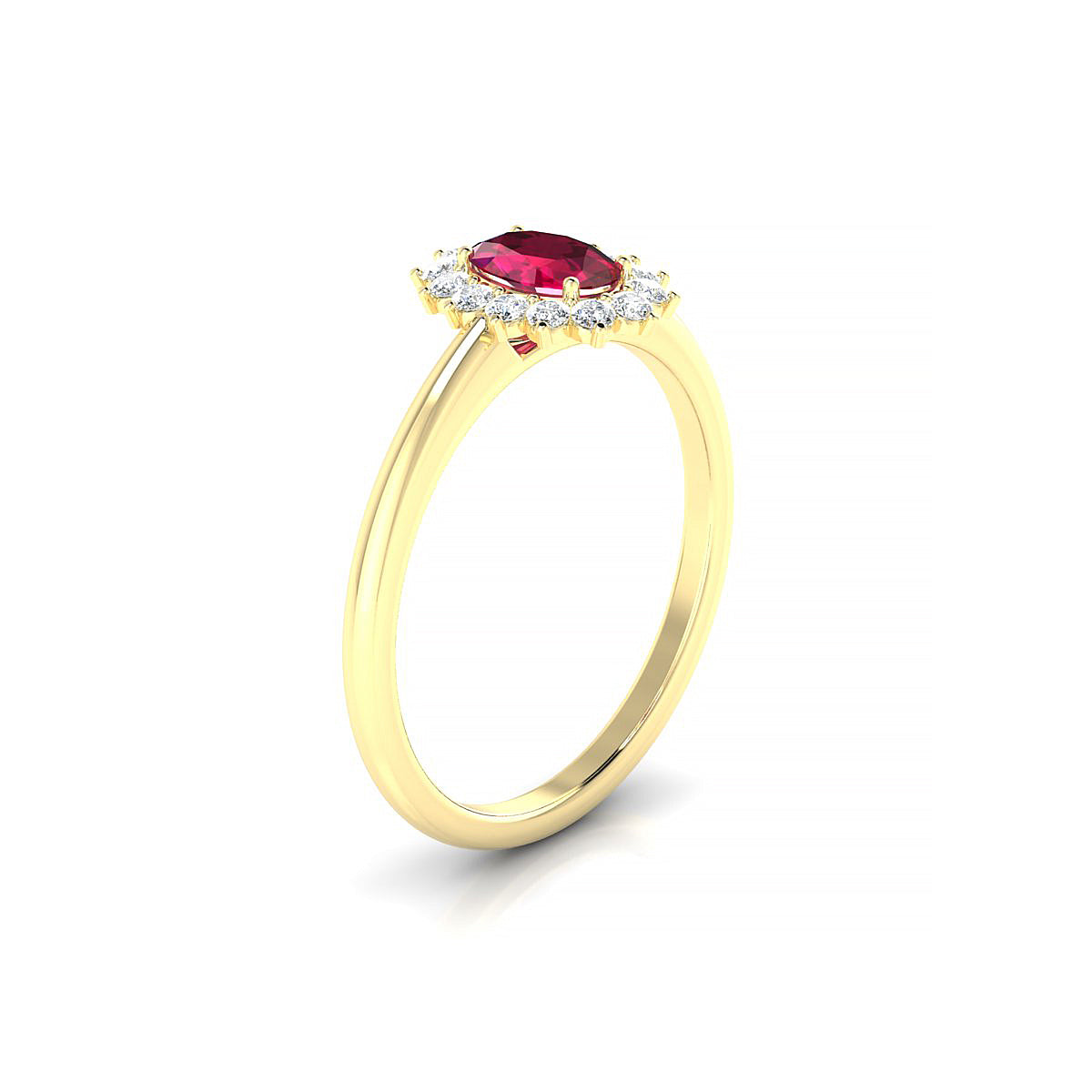 Blossom | 18k Yellow Gold 6 x 4 mm Oval Ruby Ring