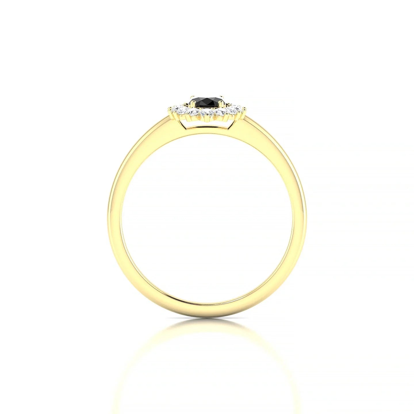 Blossom | 18k Yellow Gold 6 x 4 mm Oval Black Diamond Ring