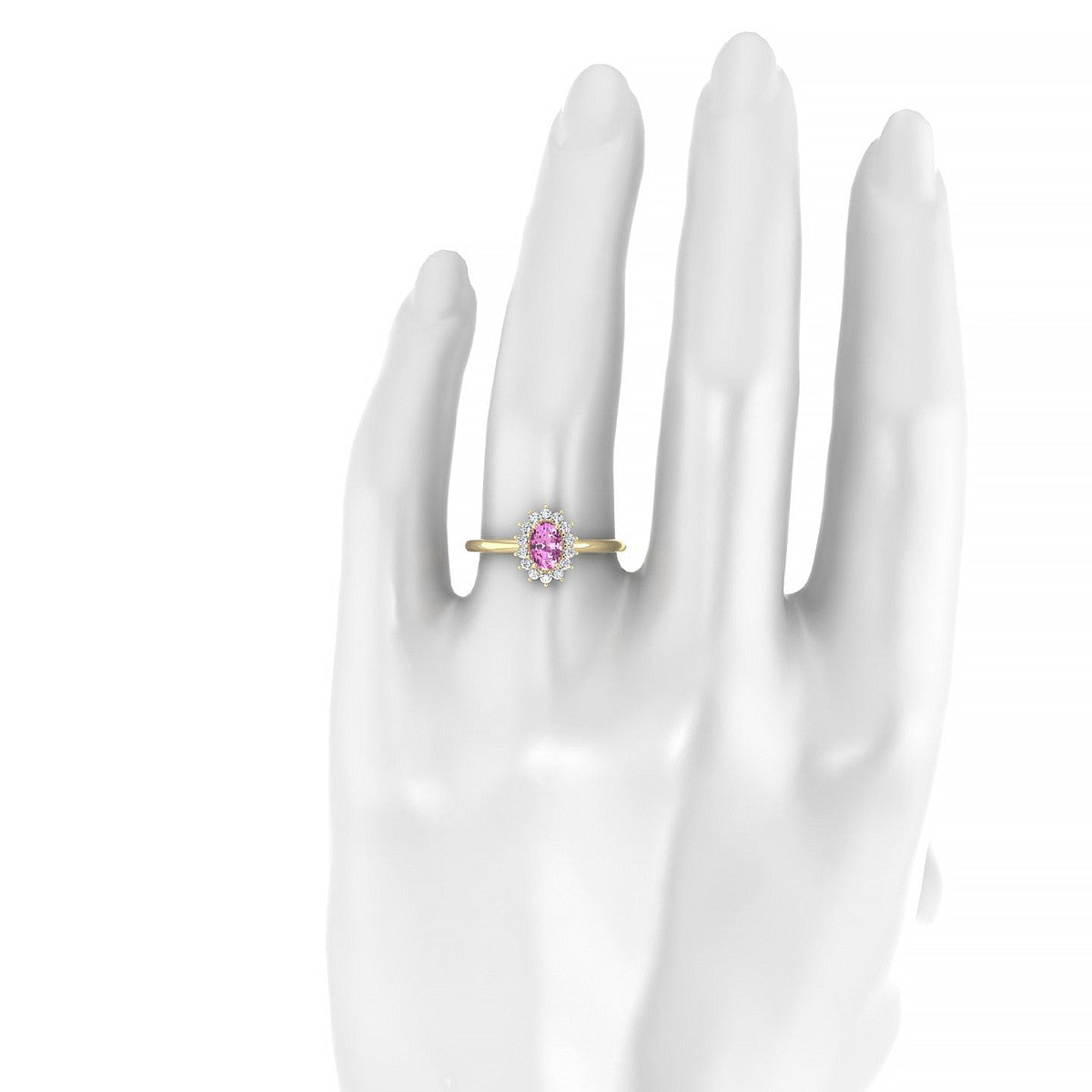 Blossom | 18k Yellow Gold 6 x 4 mm Oval Pink Sapphire Ring