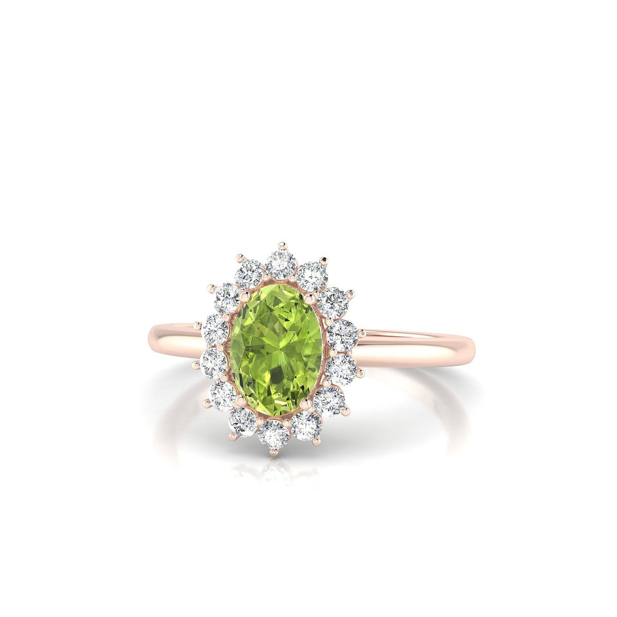 Blossom | 18k Rose Gold 7 x 5 mm Oval Peridot Ring