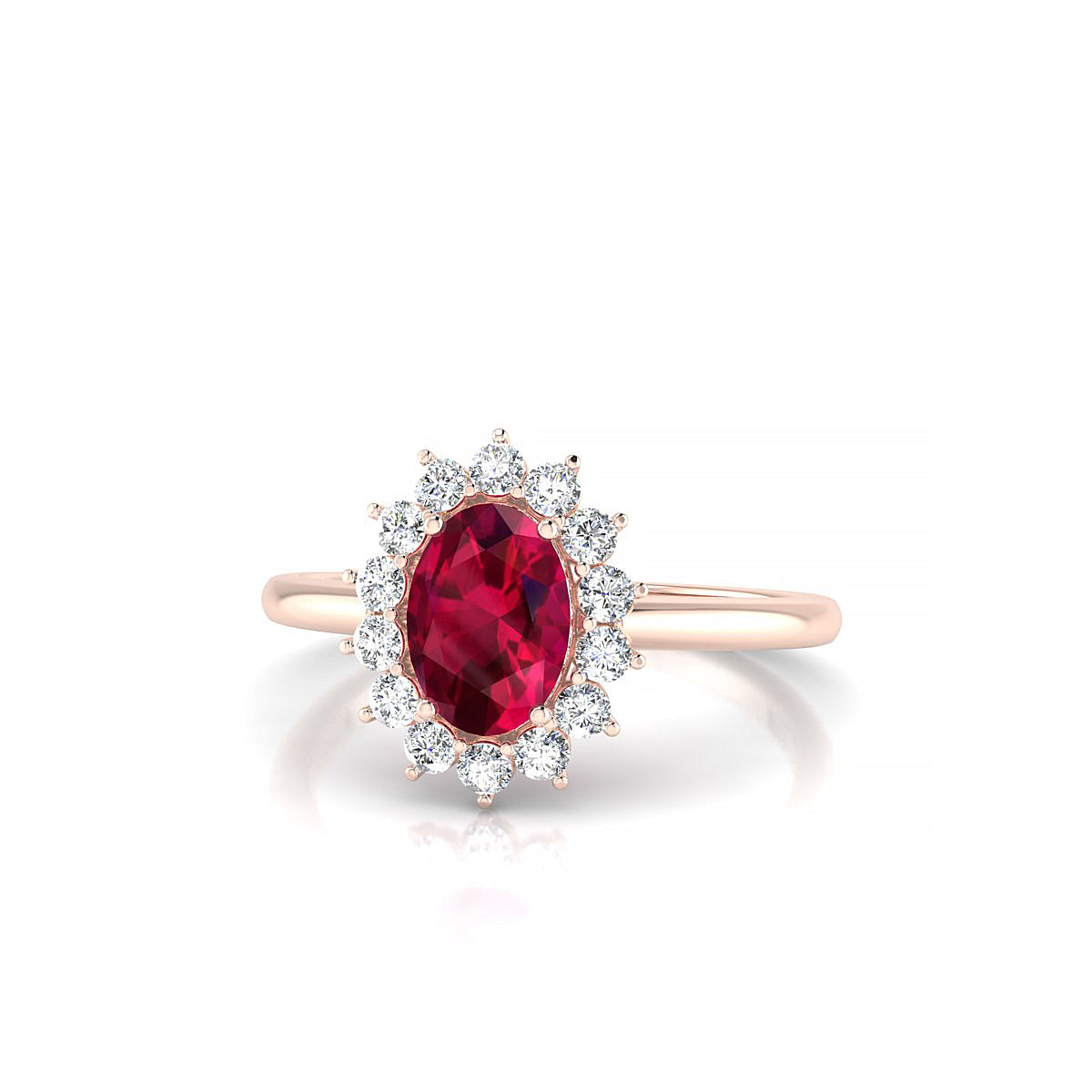 Blossom | 18k Rose Gold 7 x 5 mm Oval Ruby Ring
