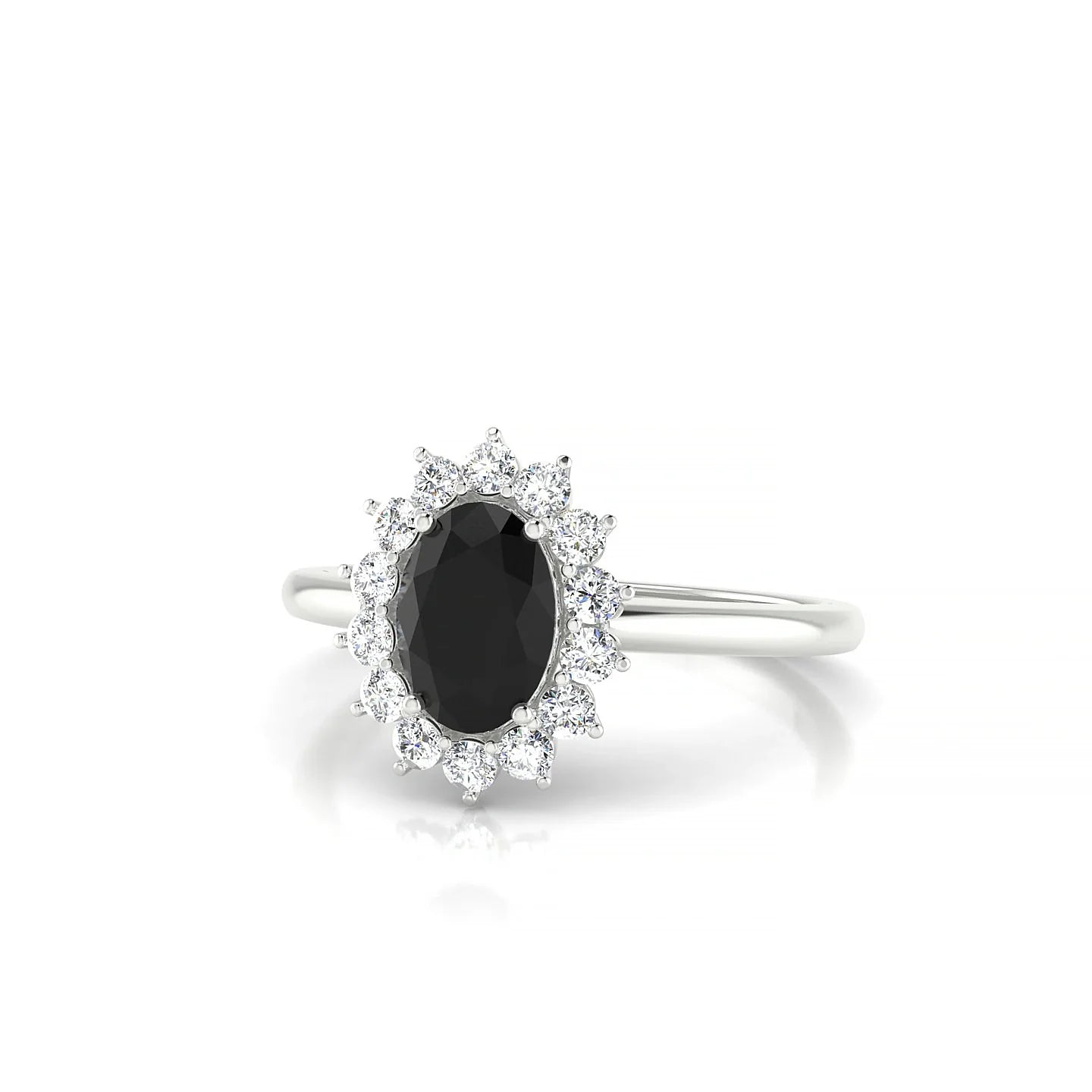 Blossom | 18k White Gold 7 x 5 mm Oval Black Diamond Ring