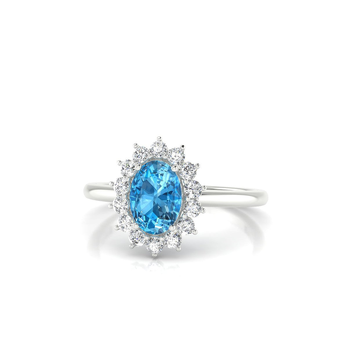 Blossom | 18k White Gold 7 x 5 mm Oval Topaz Ring