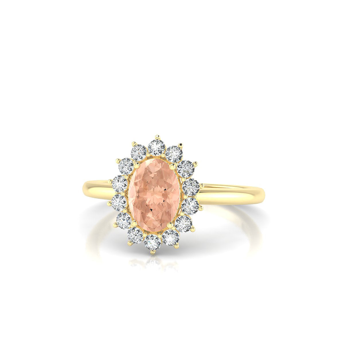 Blossom | 18k Yellow Gold 7 x 5 mm Oval Morganite Ring