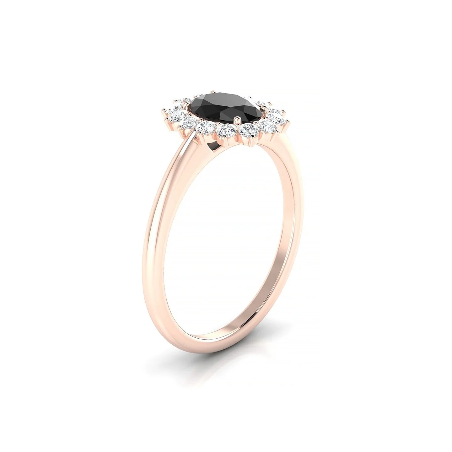 Blossom | 18k Rose Gold 7 x 5 mm Oval Black Diamond Ring