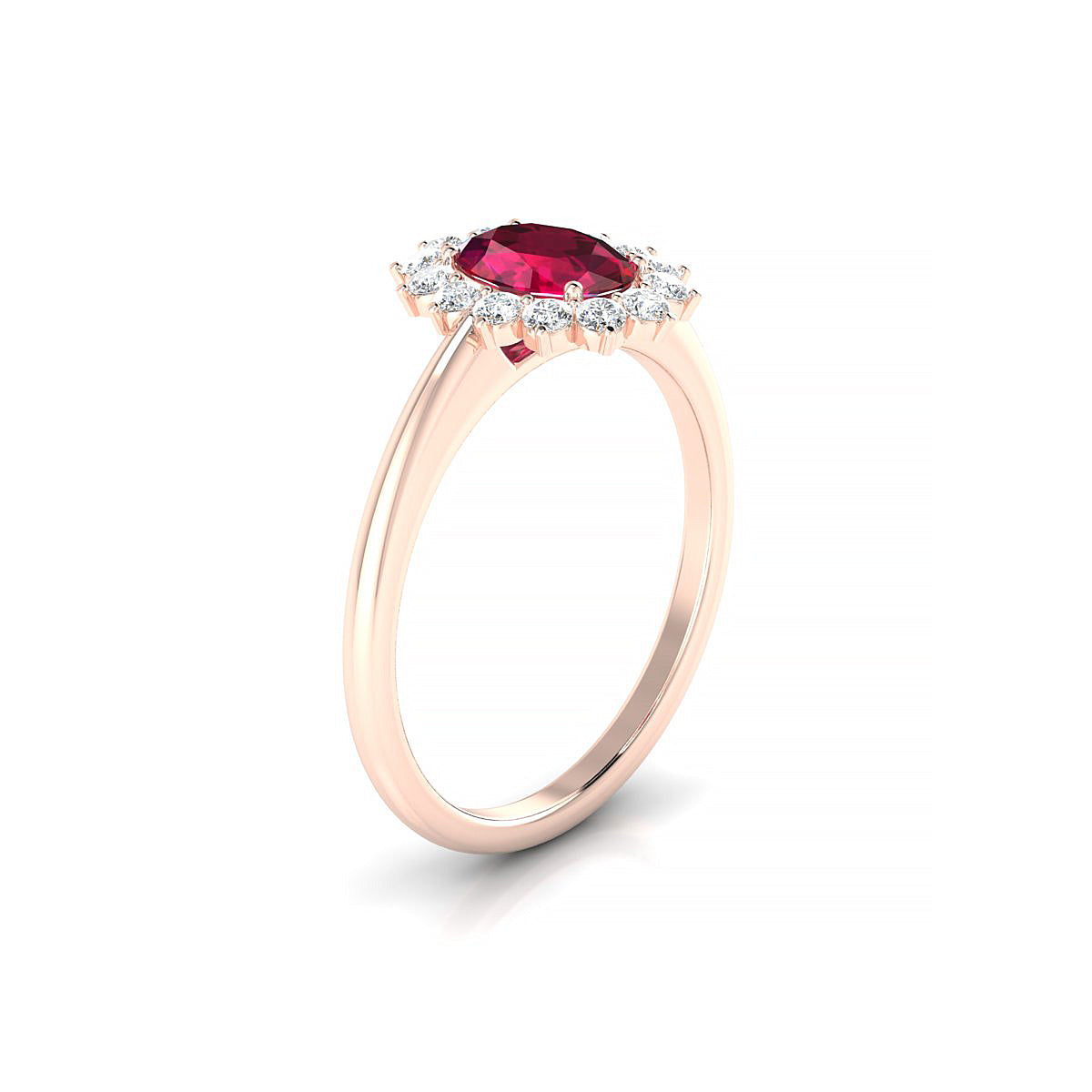 Blossom | 18k Rose Gold 7 x 5 mm Oval Ruby Ring