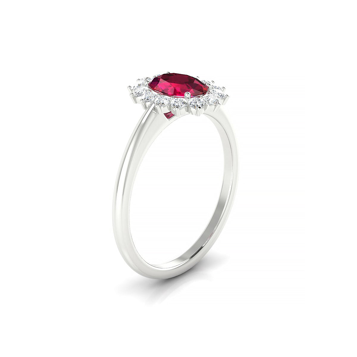 Blossom | 18k White Gold 7 x 5 mm Oval Ruby Ring