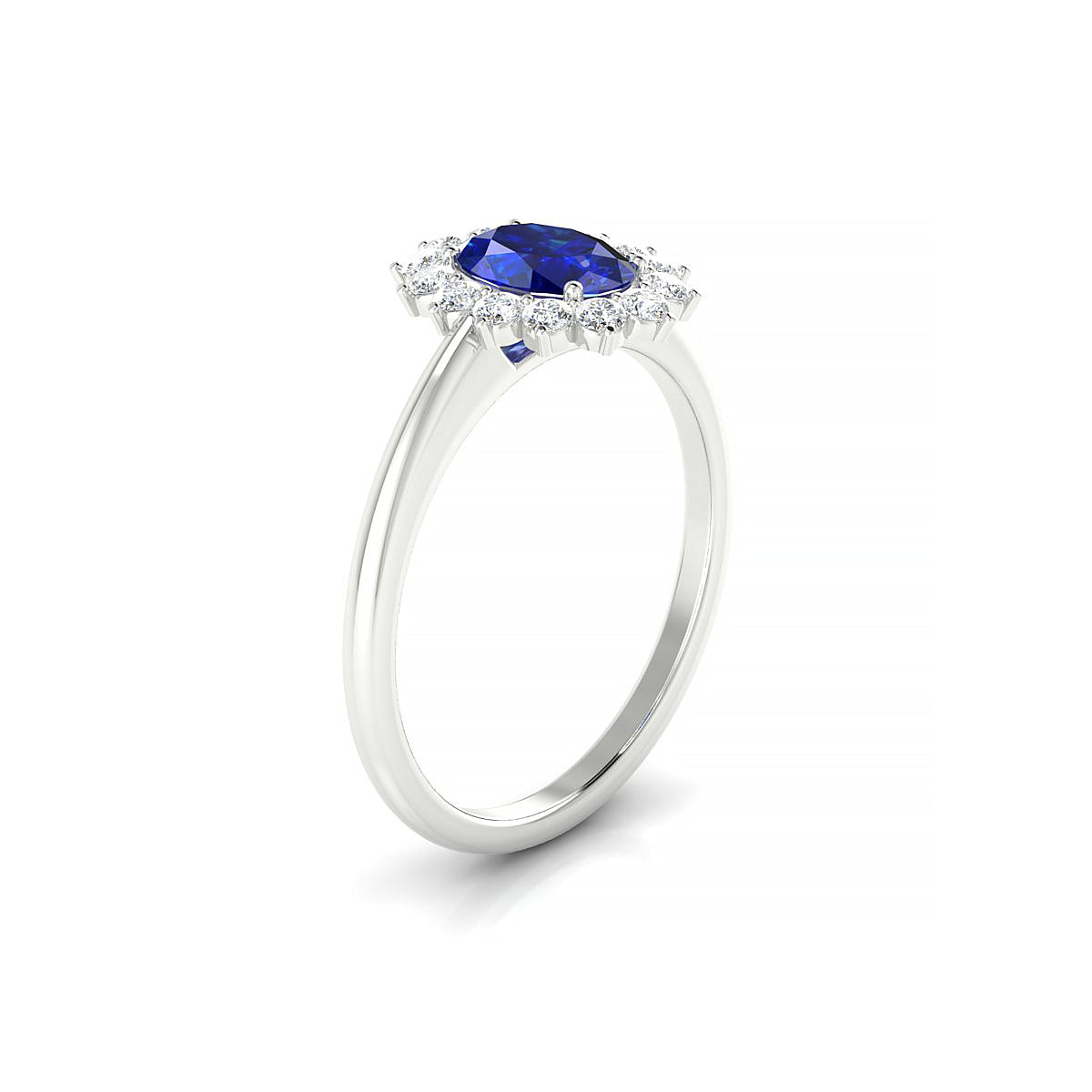 Blossom | 18k White Gold 7 x 5 mm Oval Sapphire Ring