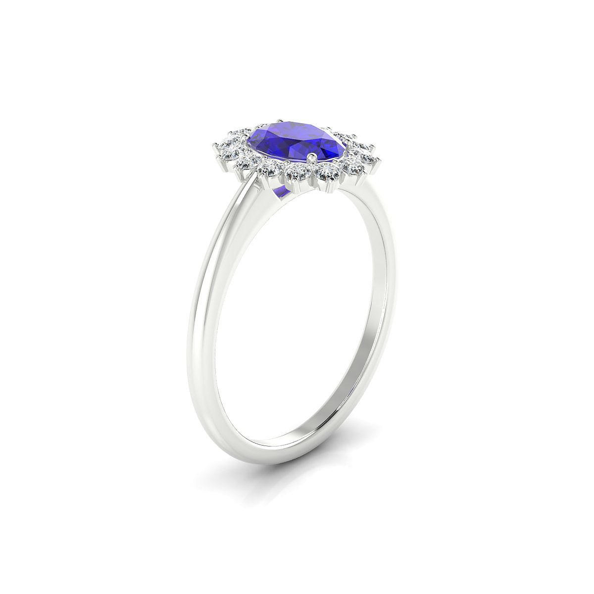 Blossom | 18k White Gold 7 x 5 mm Oval Tanzanite Ring