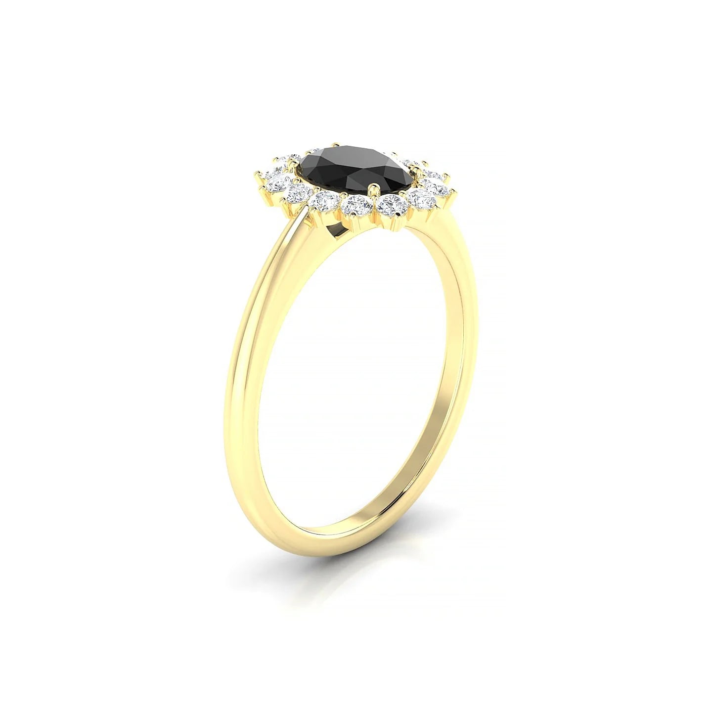 Blossom | 18k Yellow Gold 7 x 5 mm Oval Black Diamond Ring