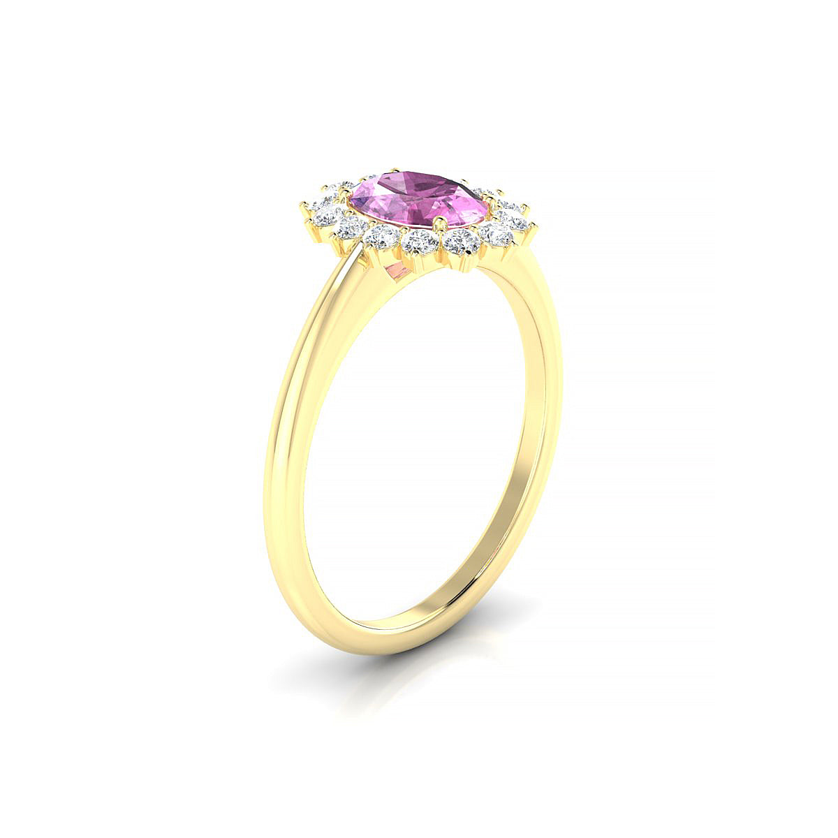 Blossom | 18k Yellow Gold 7 x 5 mm Oval Pink Sapphire Ring