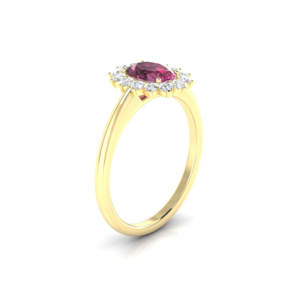Blossom | 18k Yellow Gold 7 x 5 mm Oval Rhodolite Ring