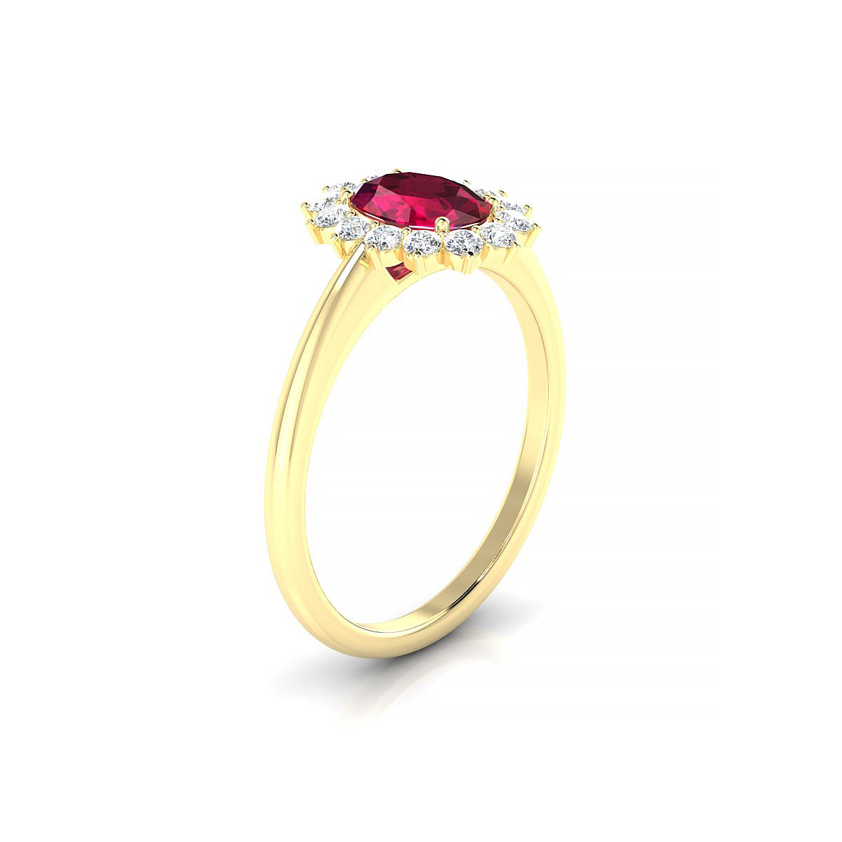 Blossom | 18k Yellow Gold 7 x 5 mm Oval Ruby Ring