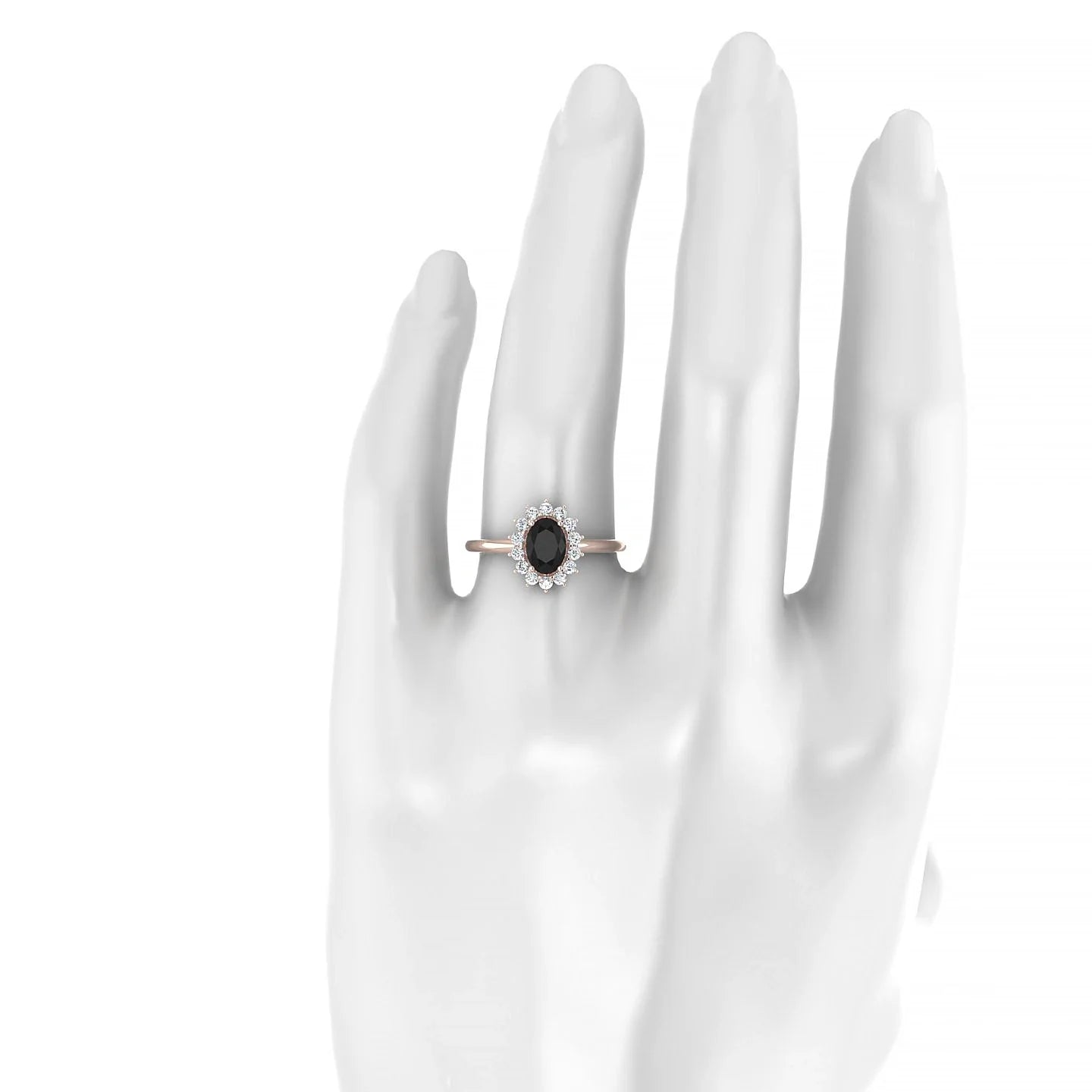 Blossom | 18k Rose Gold 7 x 5 mm Oval Black Diamond Ring