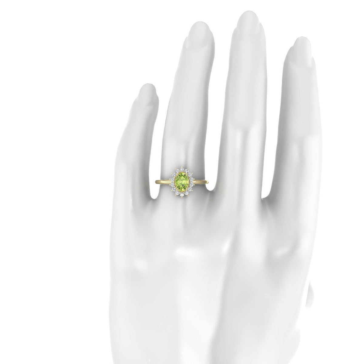 Blossom | 18k Yellow Gold 7 x 5 mm Oval Peridot Ring