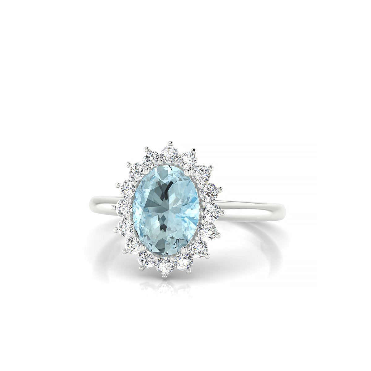 Blossom | 18k White Gold 8 x 6 mm Oval Aquamarine Ring