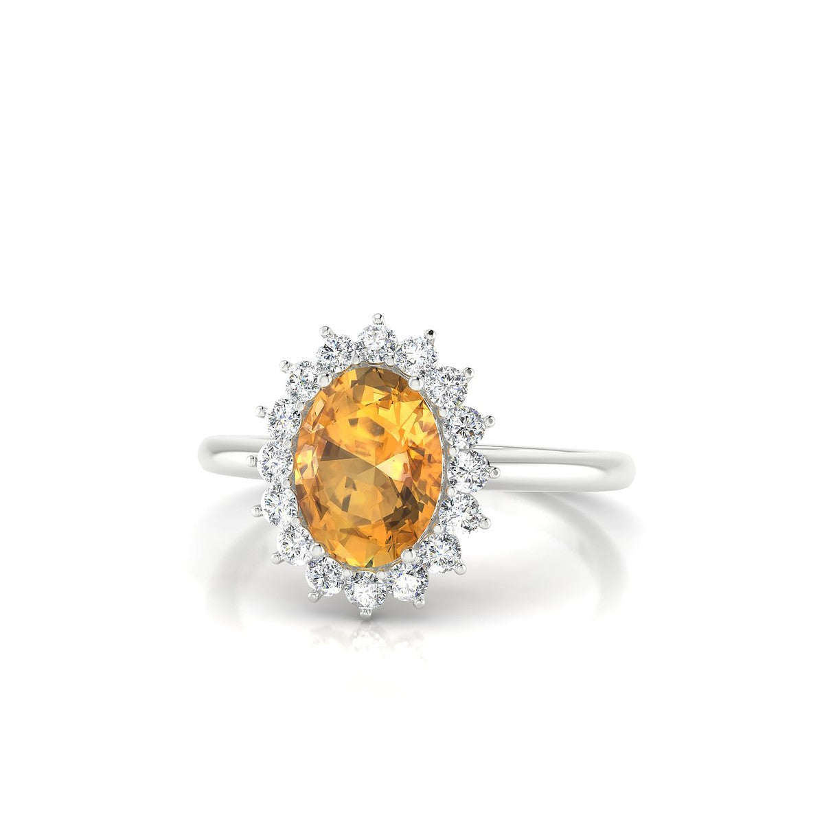 Blossom | 18k White Gold 8 x 6 mm Oval Citrine Ring