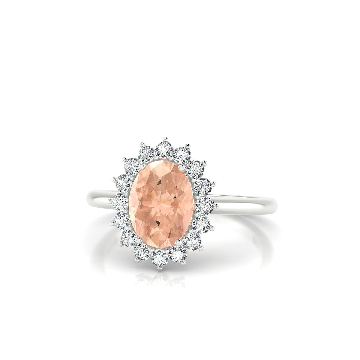 Blossom | 18k White Gold 8 x 6 mm Oval Morganite Ring