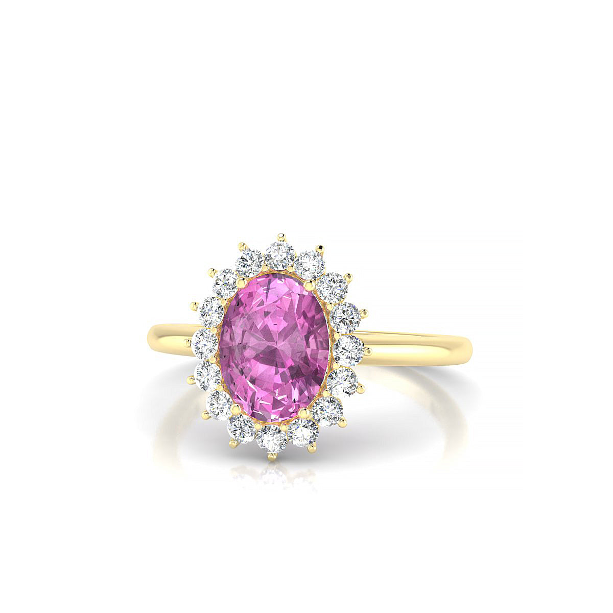 Blossom | 18k Yellow Gold 8 x 6 mm Oval Pink Sapphire Ring
