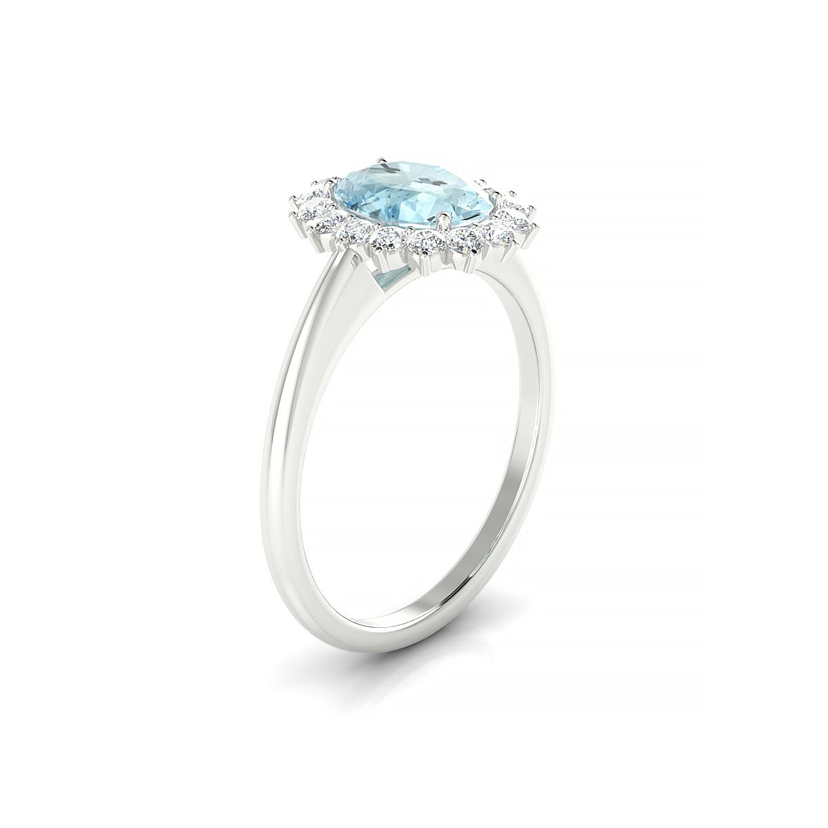 Blossom | 18k White Gold 8 x 6 mm Oval Aquamarine Ring