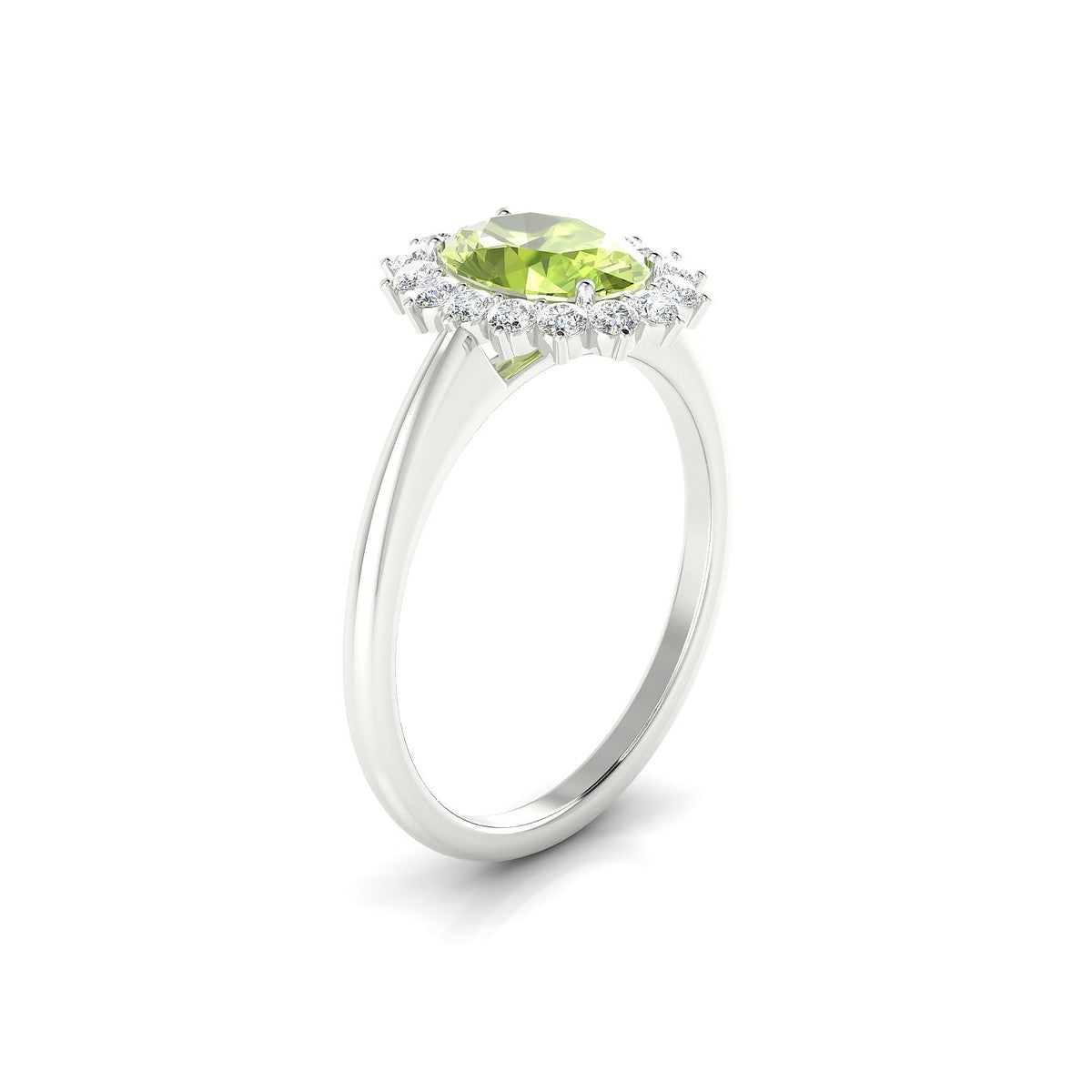 Blossom | 18k White Gold 8 x 6 mm Oval Peridot Ring