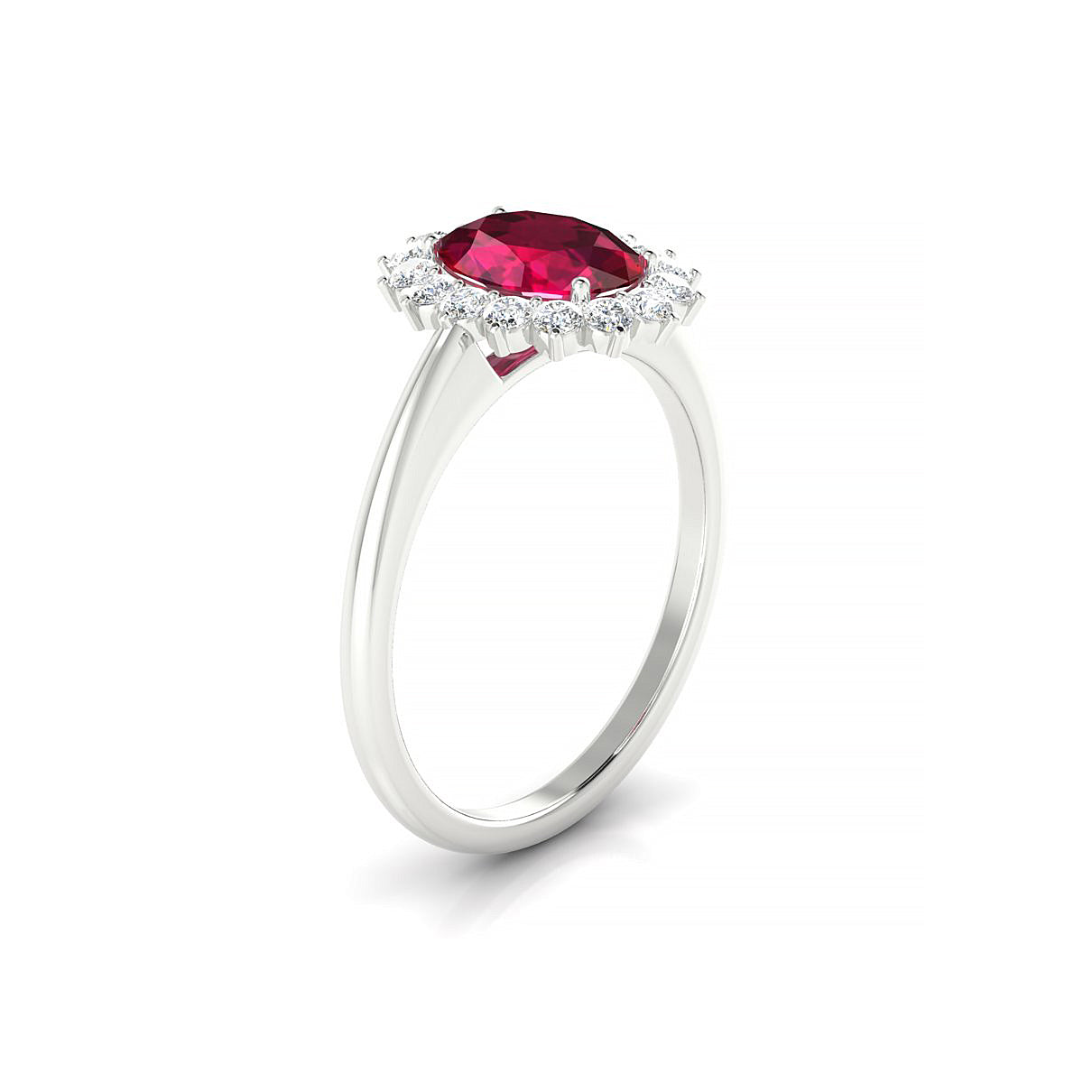 Blossom | 18k White Gold 8 x 6 mm Oval Ruby Ring