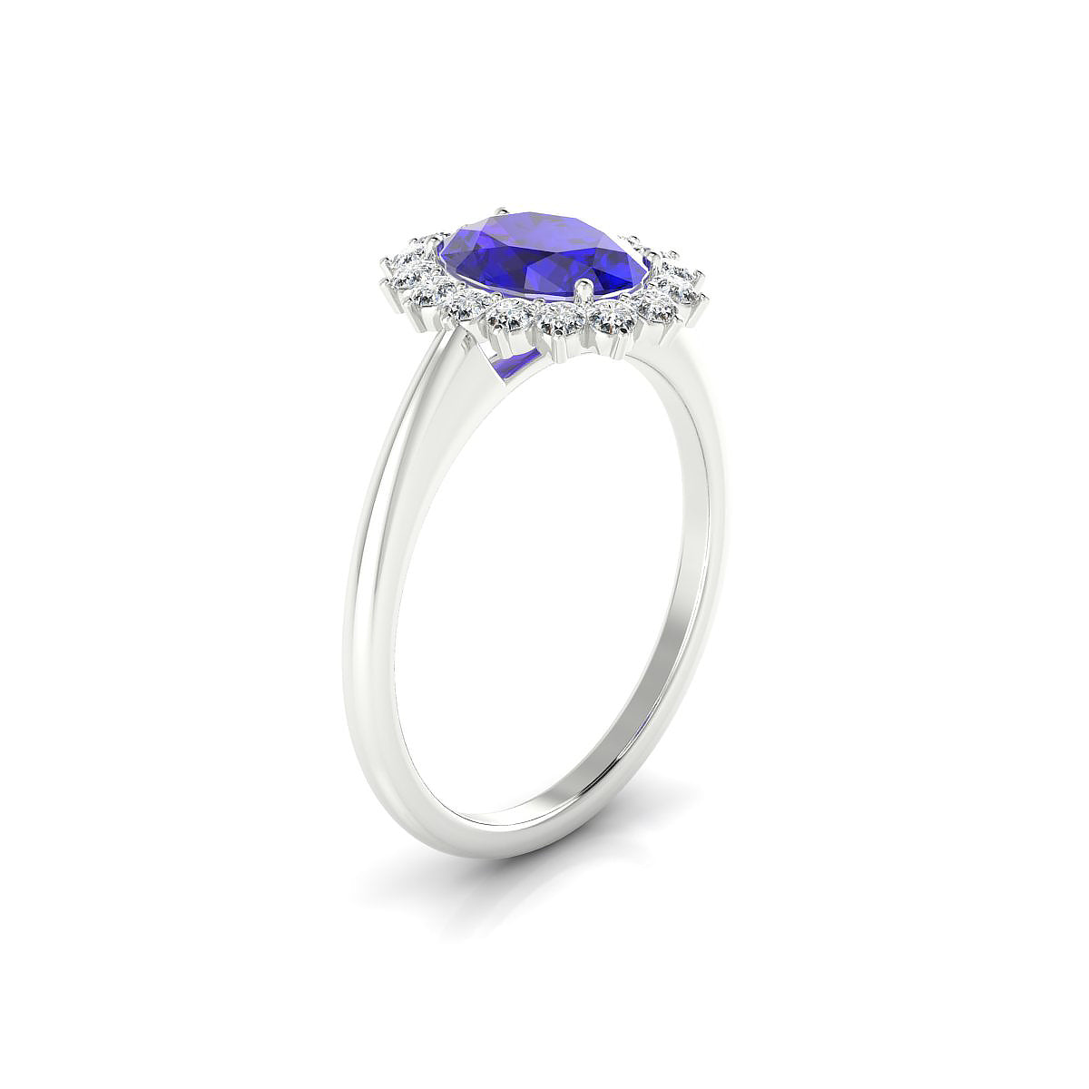 Blossom | 18k White Gold 8 x 6 mm Oval Tanzanite Ring