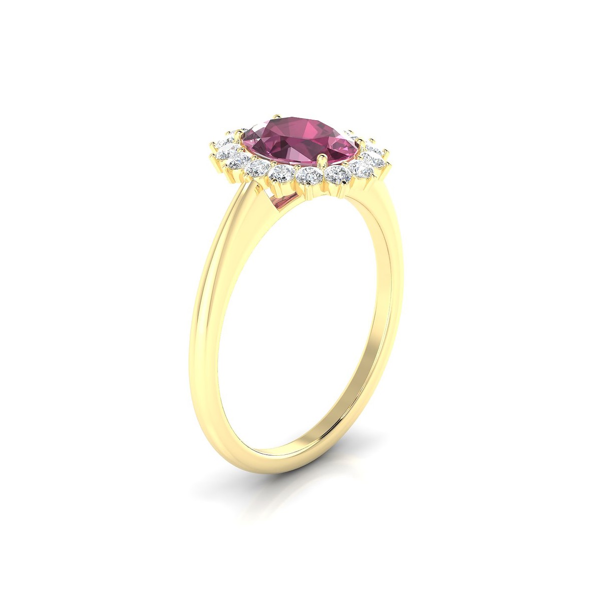 Blossom | 18k Yellow Gold 8 x 6 mm Oval Rhodolite Ring