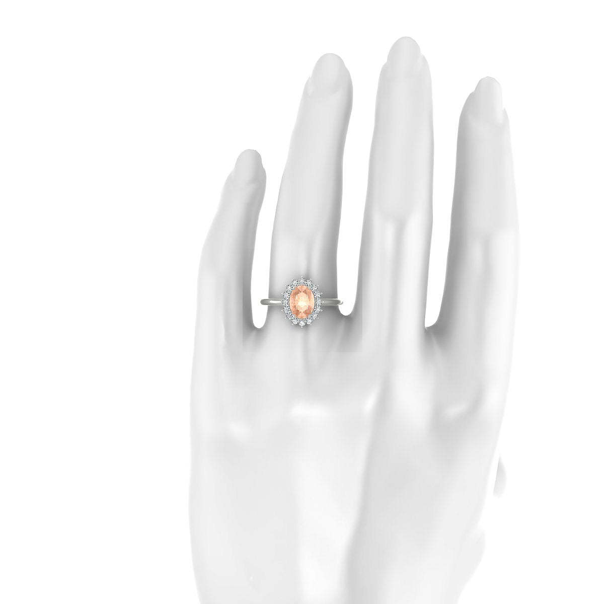 Blossom | 18k White Gold 8 x 6 mm Oval Morganite Ring