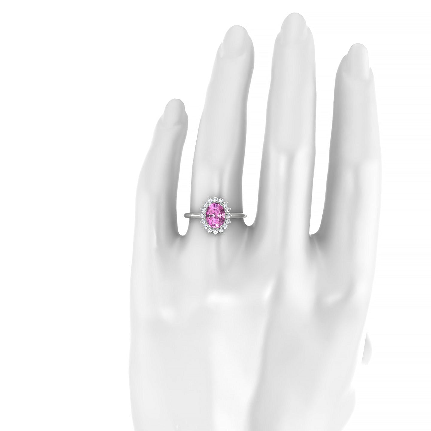 Blossom | 18k White Gold 8 x 6 mm Oval Pink Sapphire Ring