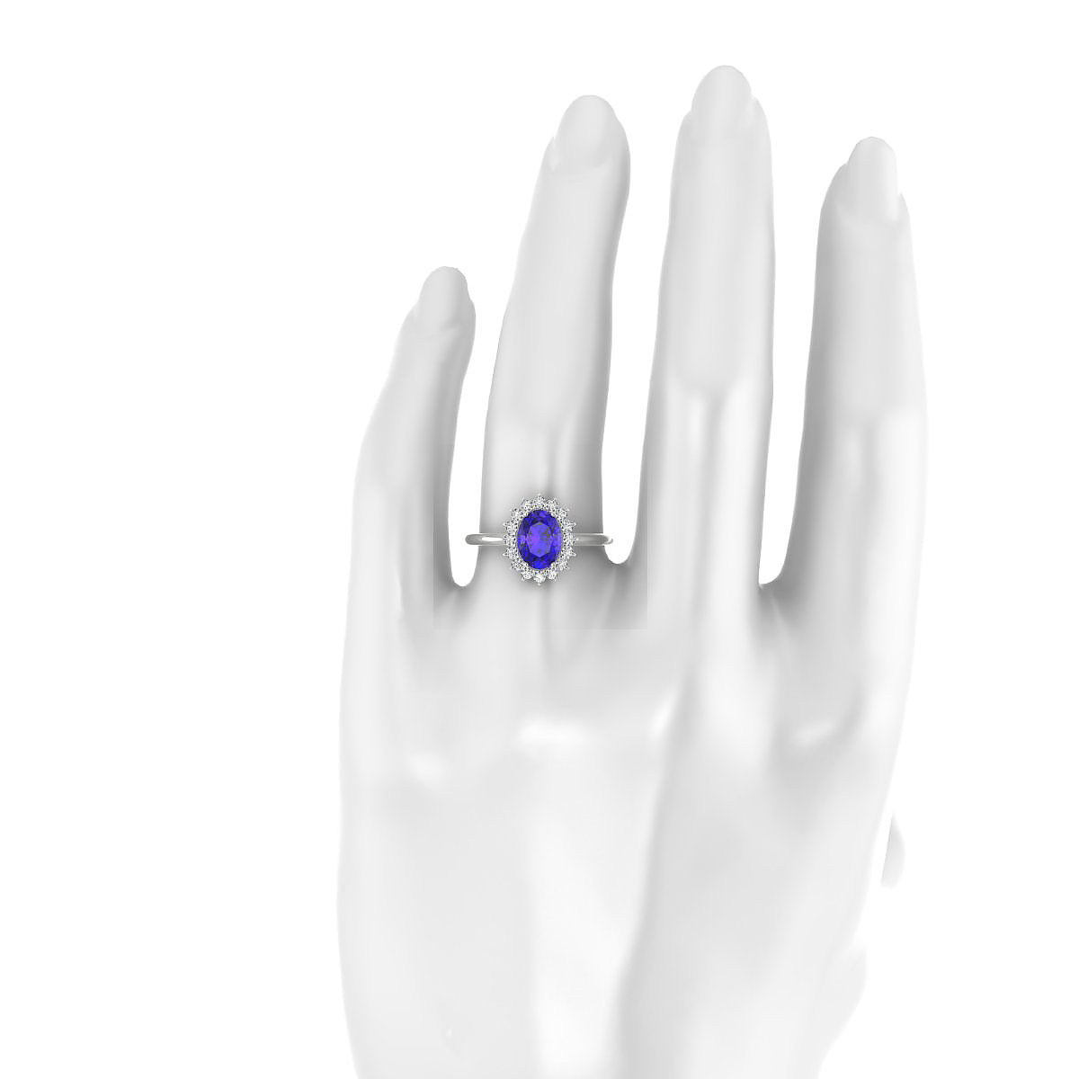 Blossom | 18k White Gold 8 x 6 mm Oval Tanzanite Ring